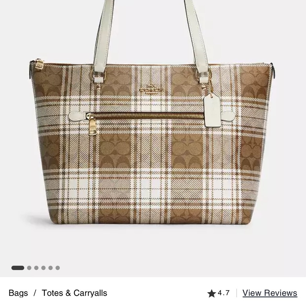 Coach Brown Plaid Tote Bag